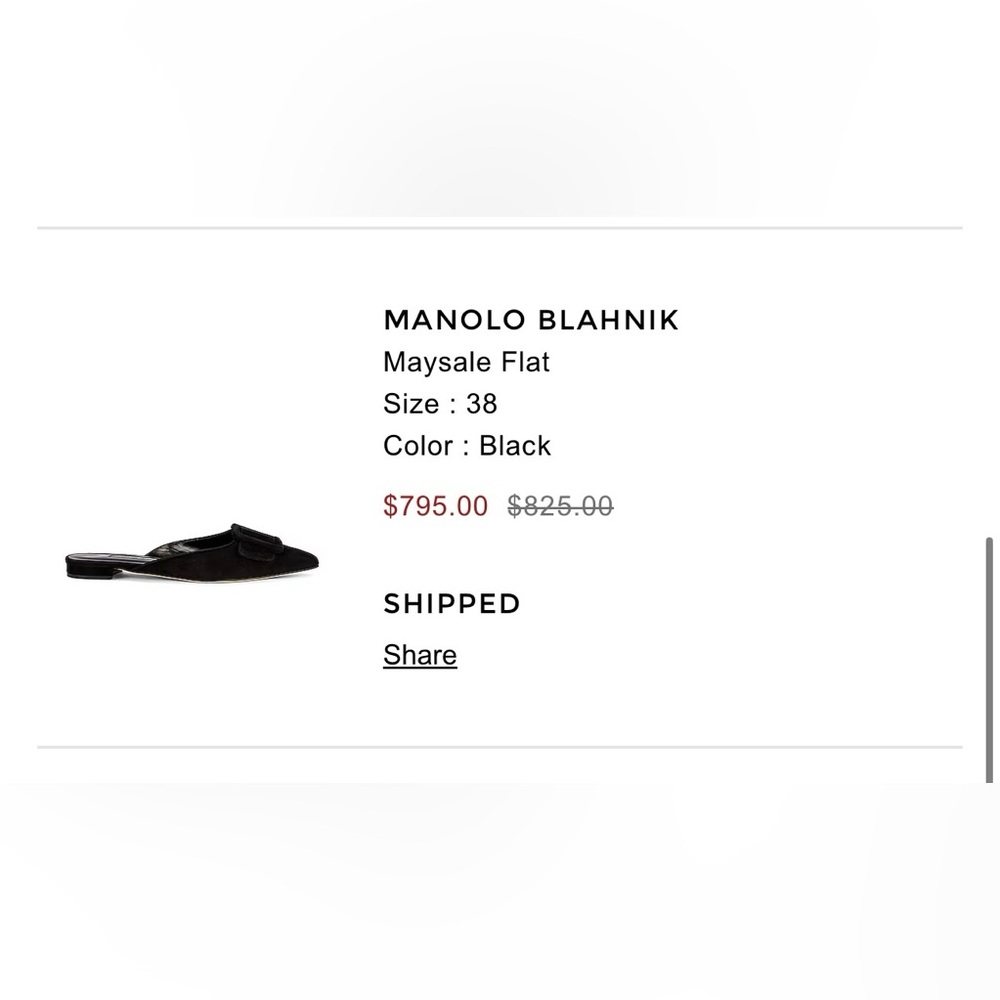 Manolo Blahnik Black Pointed Toe Mules - Picture 6 of 6
